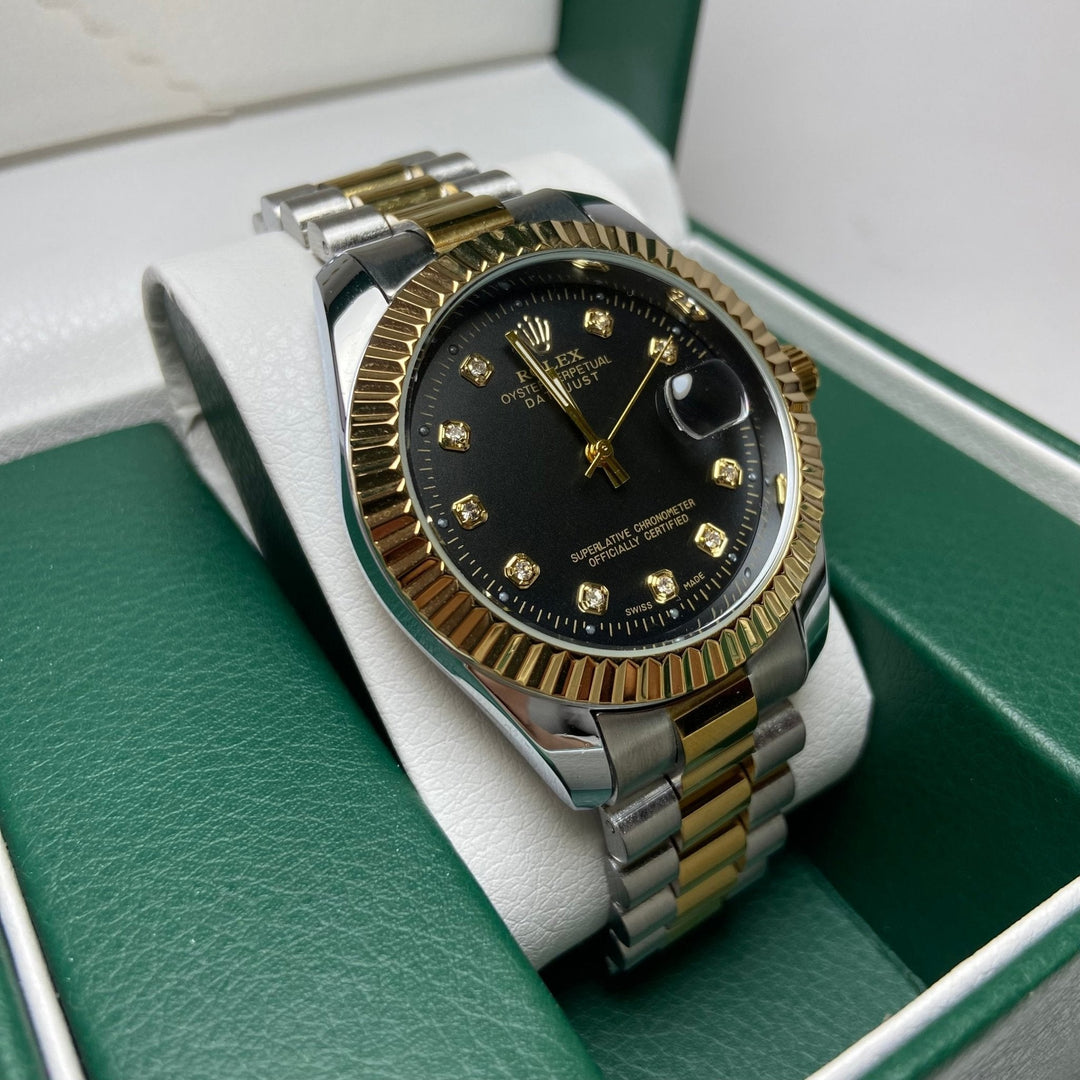 Rolex date just Diamond for Him - Black Two-Tone