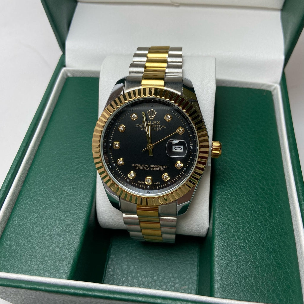 Rolex date just Diamond for Him - Black Two-Tone