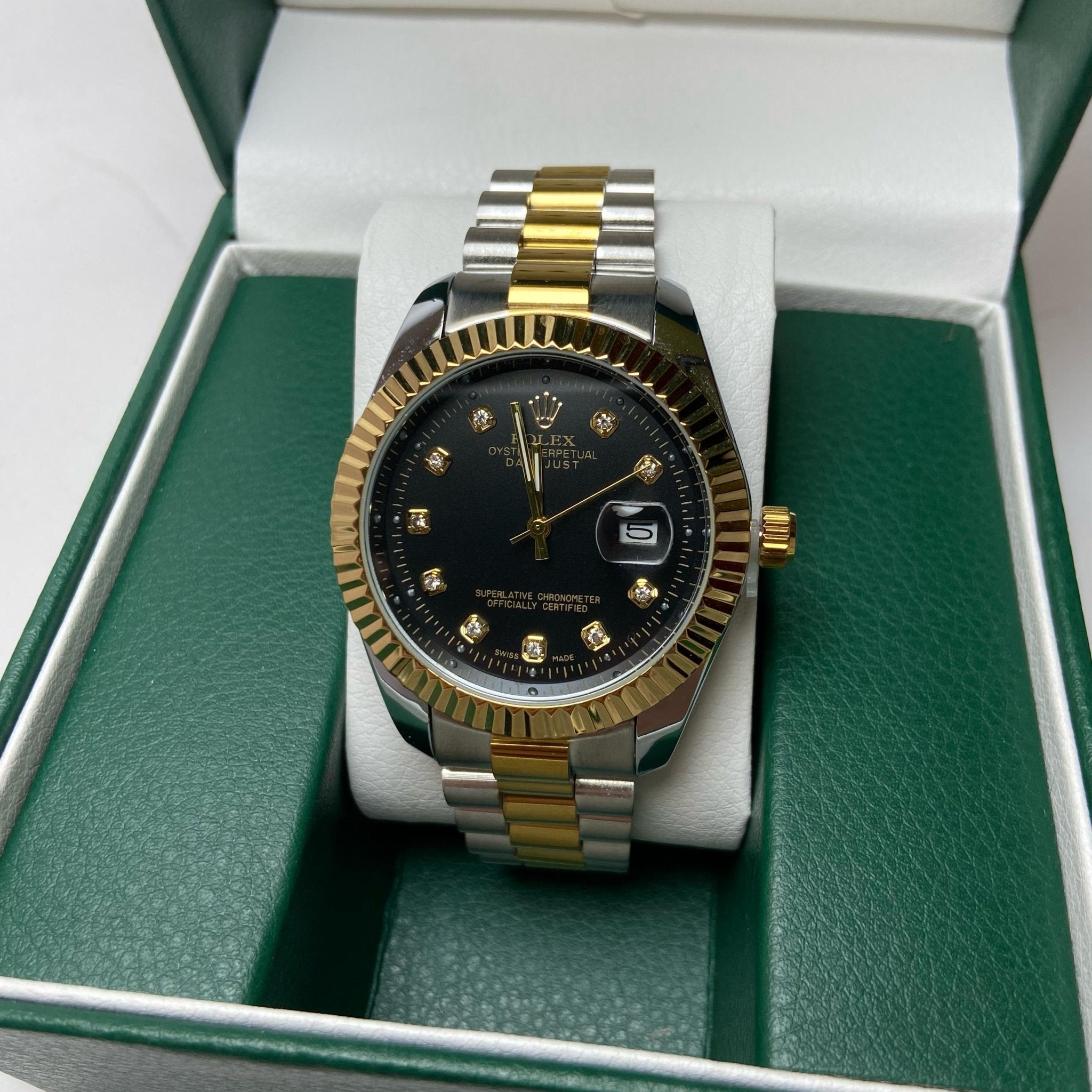 Rolex date just Diamond for Him - Black Two-Tone