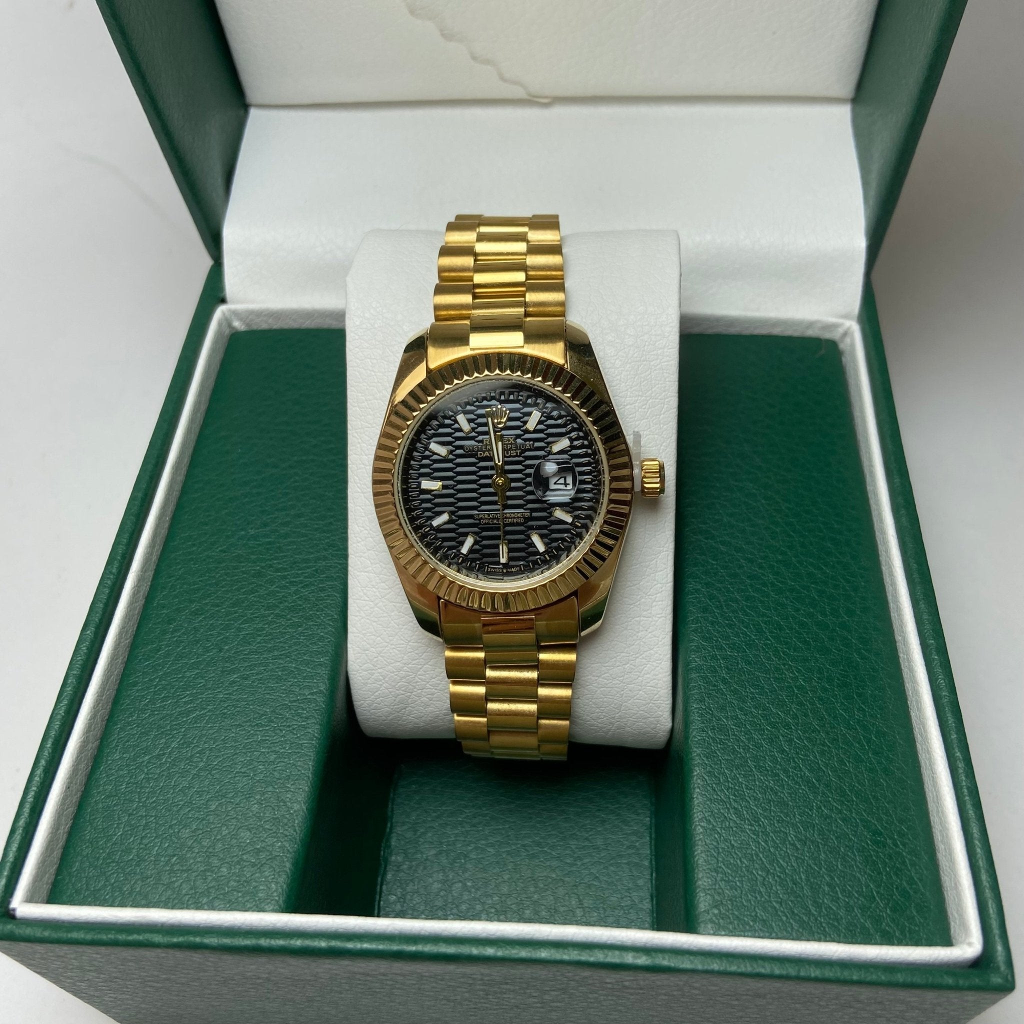 Rolex Date Just For Her - Gold-Tone with Black Textured Dial