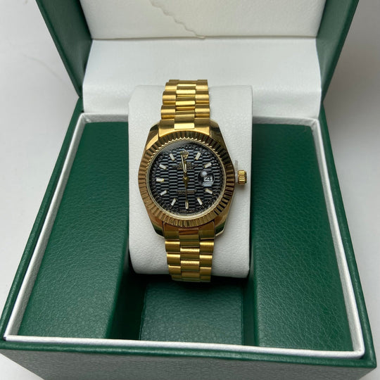 Rolex Date Just For Her - Gold-Tone with Black Textured Dial