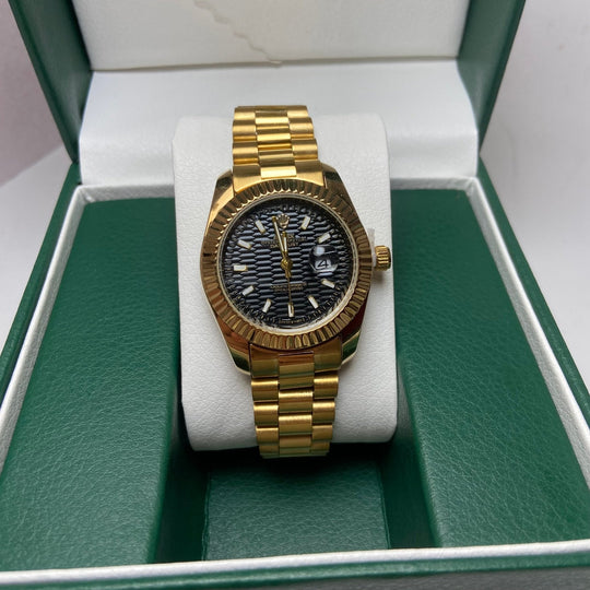 Rolex Date Just For Her - Gold-Tone with Black Textured Dial