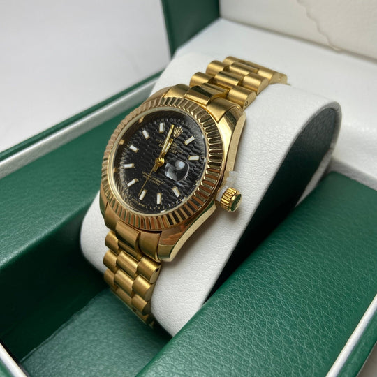Rolex Date Just For Her - Gold-Tone with Black Textured Dial