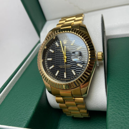 Rolex Date Just For Him - Gold-Tone with Black Textured Dial