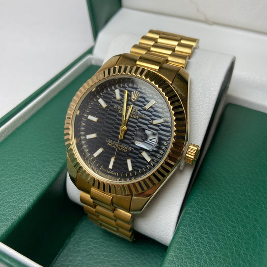 Rolex Date Just For Him - Gold-Tone with Black Textured Dial