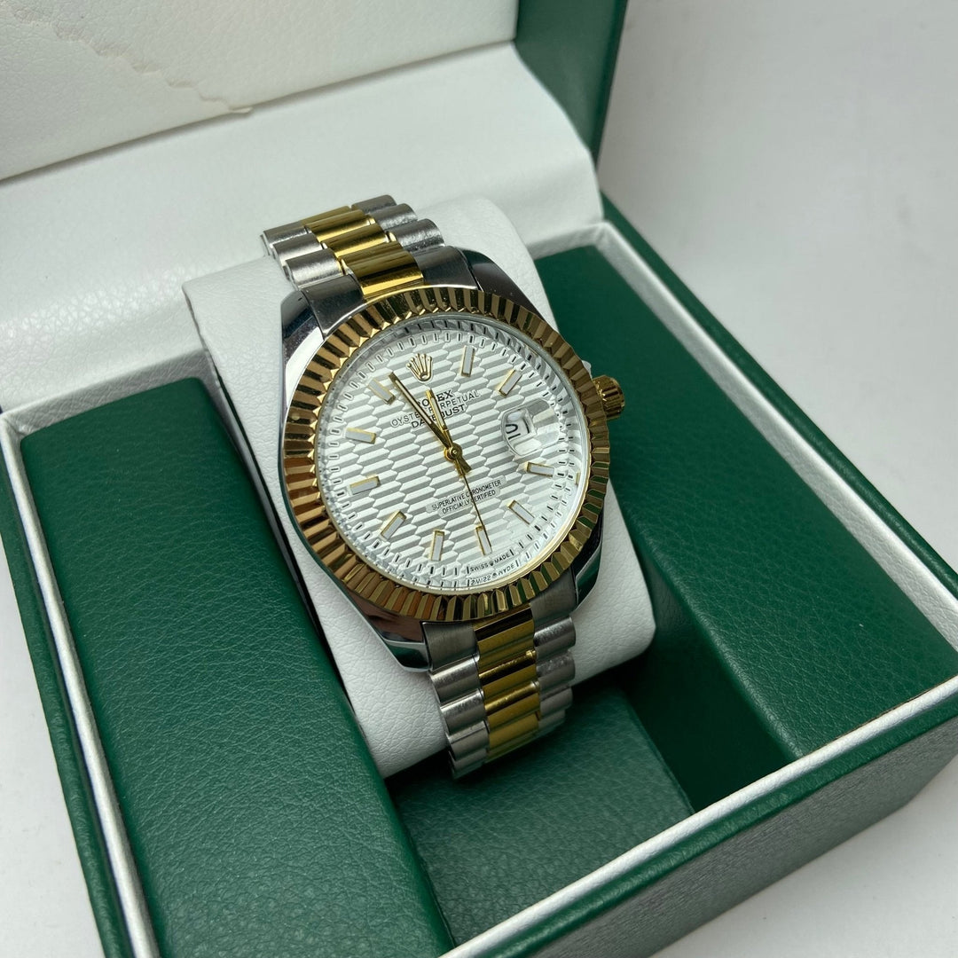 Rolex Date Just For Him - Two-Tone with Textured White Dial
