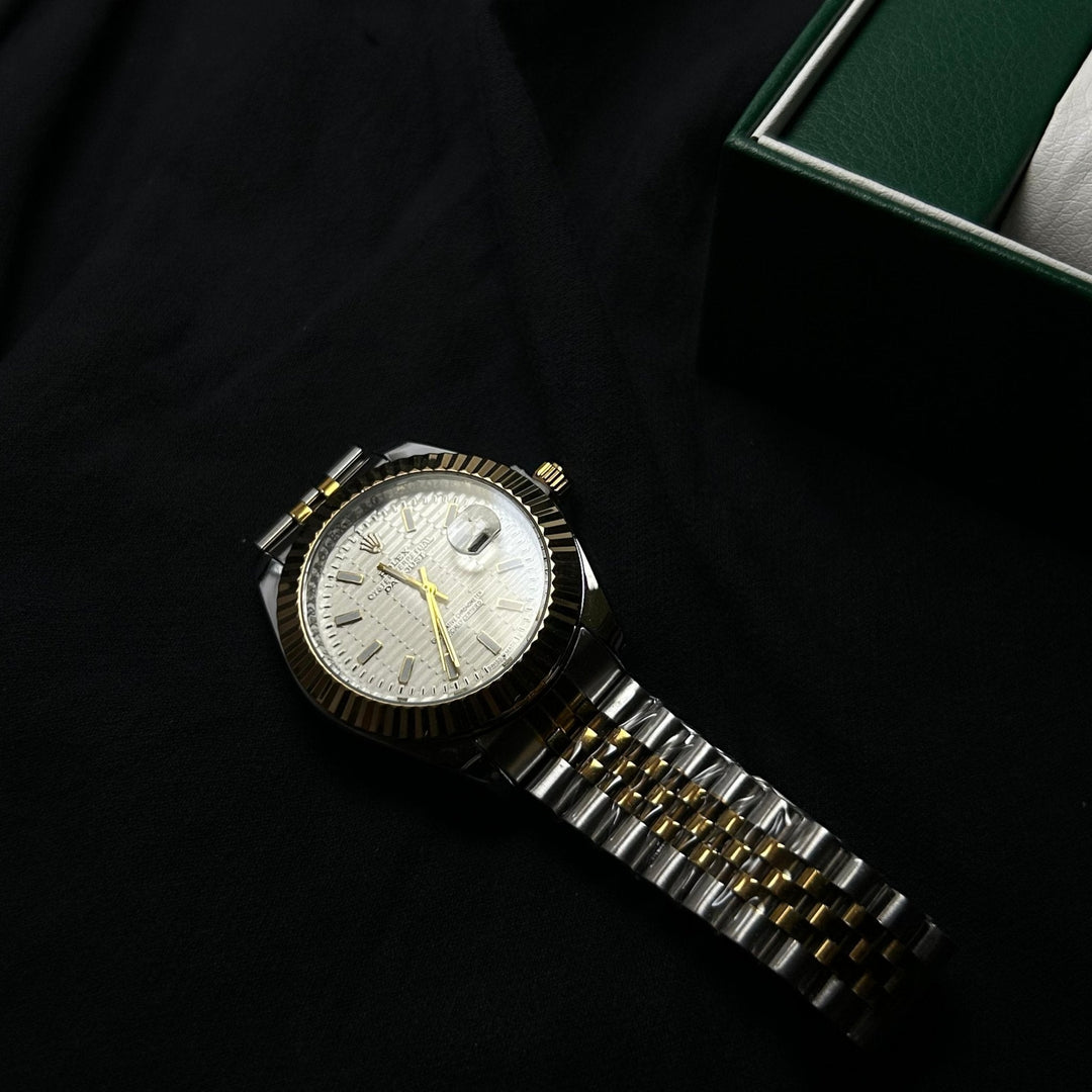 Rolex Datejust 41 patterned For Him - Two Tone Golden White