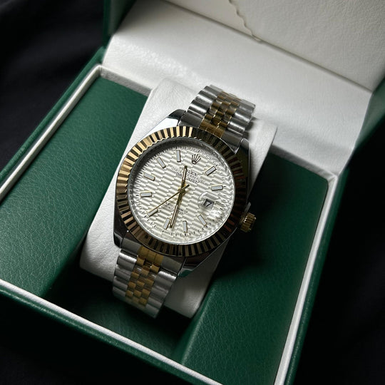 Rolex Datejust 41 patterned For Him - Two Tone Golden White