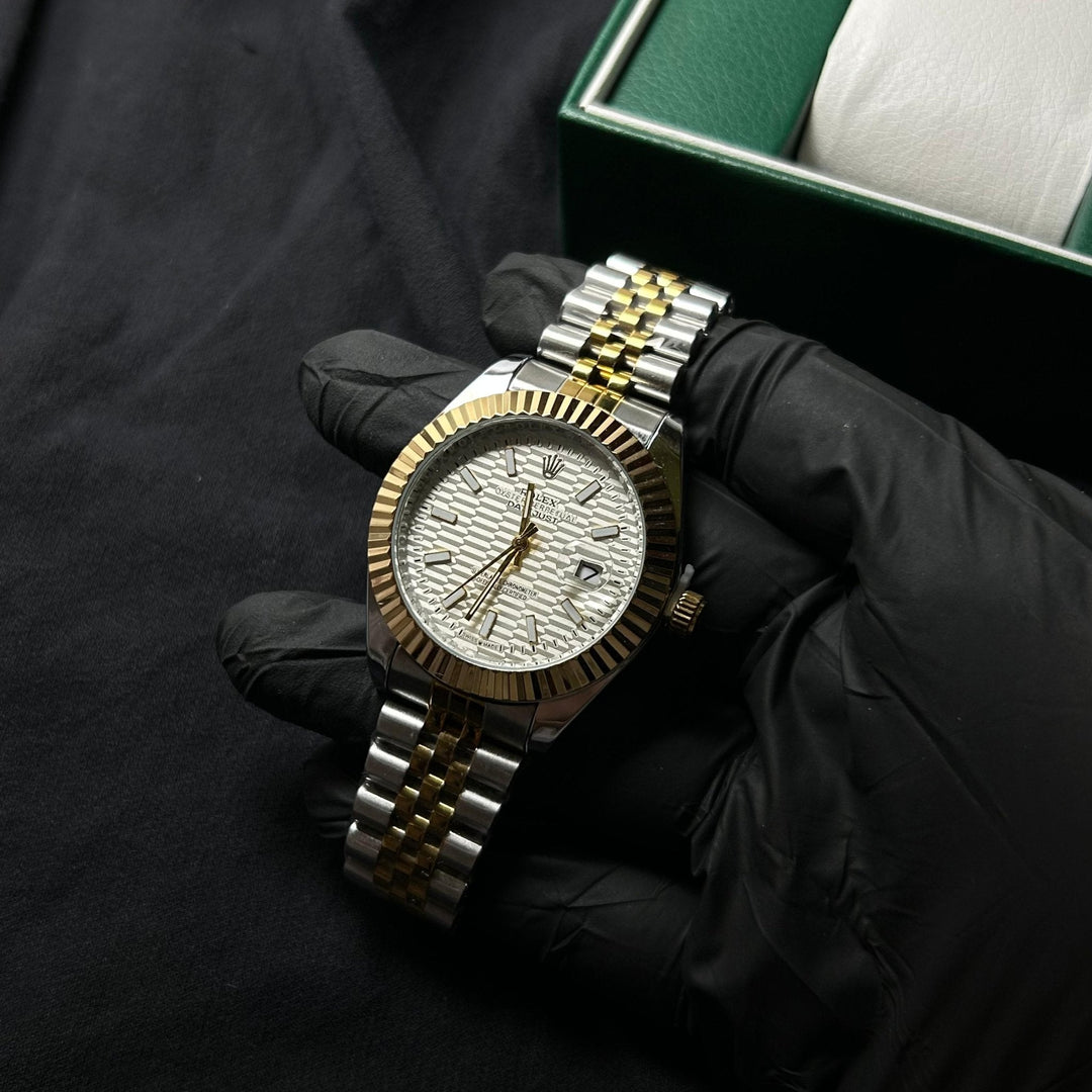 Rolex Datejust 41 patterned For Him - Two Tone Golden White