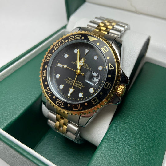 Rolex GMT MASTER II For Him - Two-Tone with Black and Gold Bezel