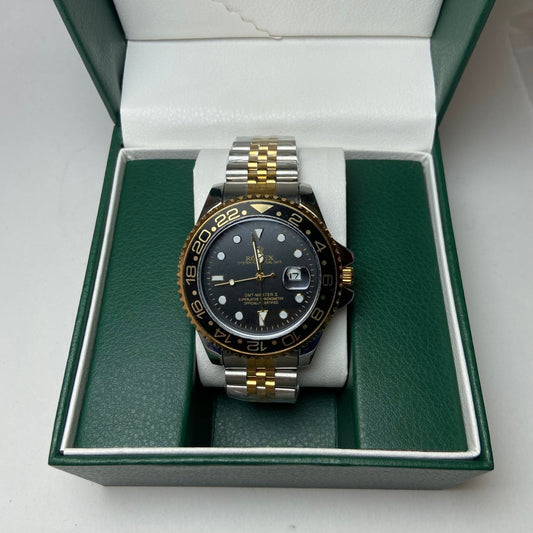 Rolex GMT MASTER II For Him - Two-Tone with Black and Gold Bezel