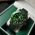 Rolex Submariner Rubber Strap For Him – Gold & Green Dial