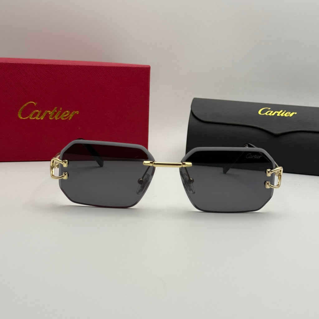 Cartier Rimless Octagonal Sunglasses – Gold & Grey