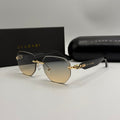 Bvlgari Rimless Geometric Sunglasses – Gold / Blue-Amber Gradient