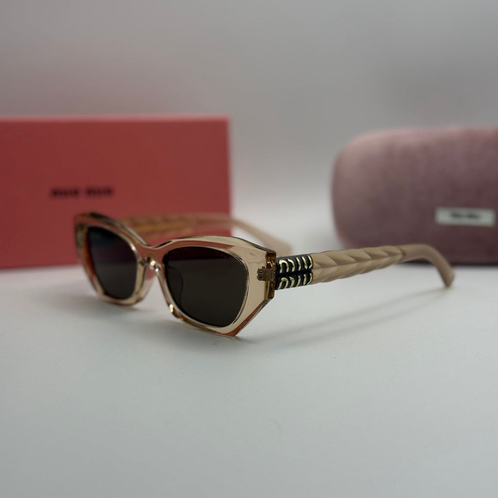 Miu Miu Cat-Eye Sunglasses – Transparent Nude / Dark Grey Lenses