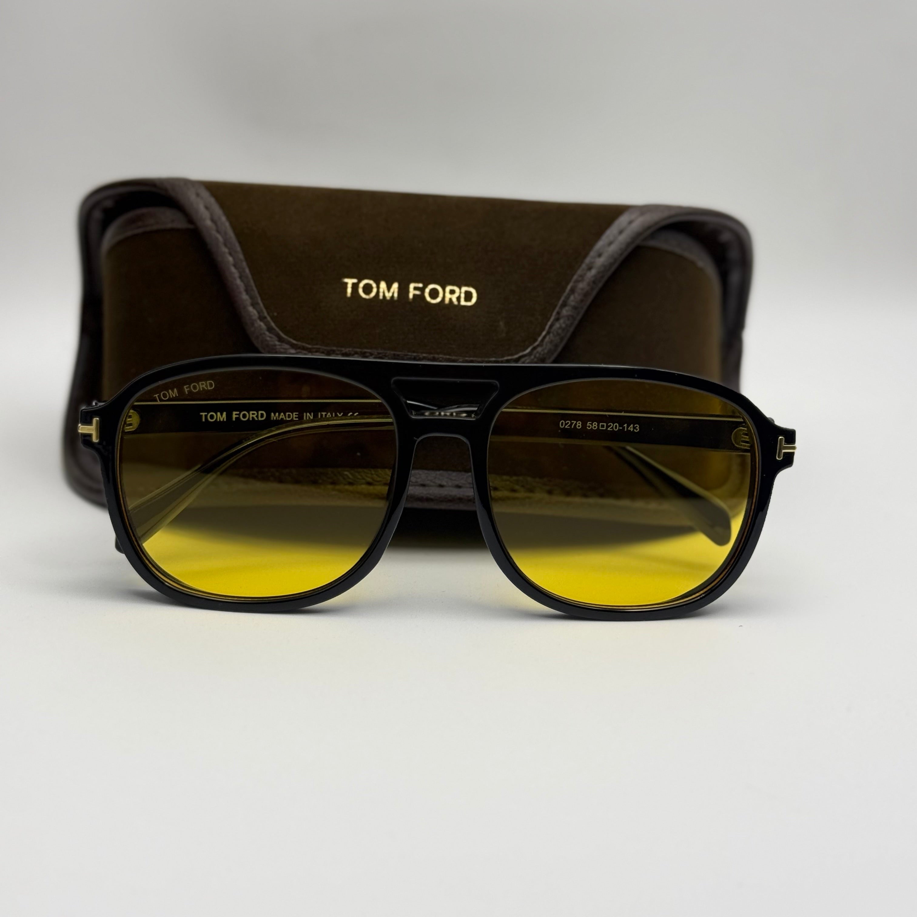 Tom Ford Aviator Sunglasses – Black Frame / Yellow Lenses